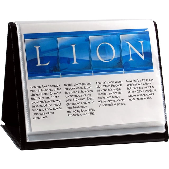 Libreta con forma de león en forma de carátula Flip-N-Tell con forma de león con 20 bolsillos