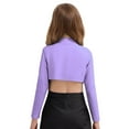 thumbnail image 2 of Aislor Kids Girls Long Sleeves Solid Color Crop Top Shirt for Dancing Workout Gymnastic 6-14 Lavender 8, 2 of 7