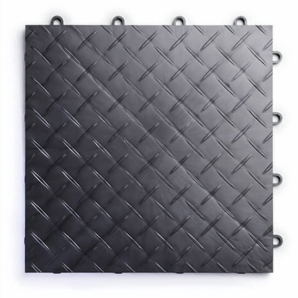 Big Floors Racedeck Diamond Plate Design, Durable Interlocking Modular Garage Flooring Tile (24 Pack), Graphite