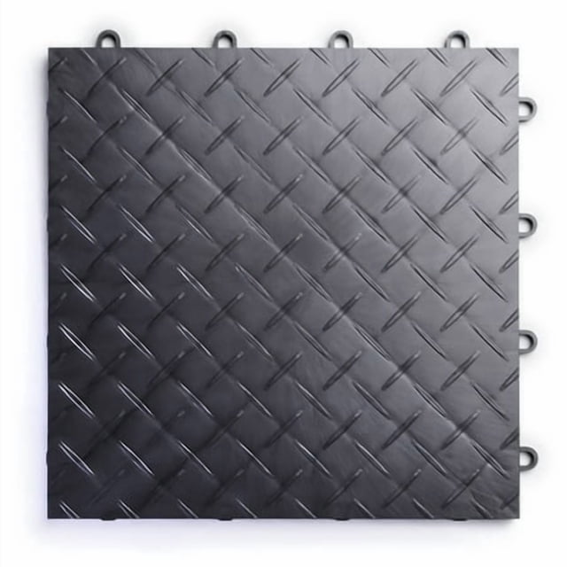Big Floors Racedeck Design à Plaque Diamantée, Tuile de Plancher de Garage Modulaire Durable à Emboîtement (Lot de 24), Graphite