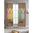 thumbnail image 2 of Easter Sheer Curtains 84 Inch Length 2 Panels Set for Living Room/Bedroom, Colorful Bunny Spring Cartoon Cute Rabbits Brown Kitchen Curtains Grommet Semi-Sheer Curtains Window Treatments 42"x84"x2, 2 of 7