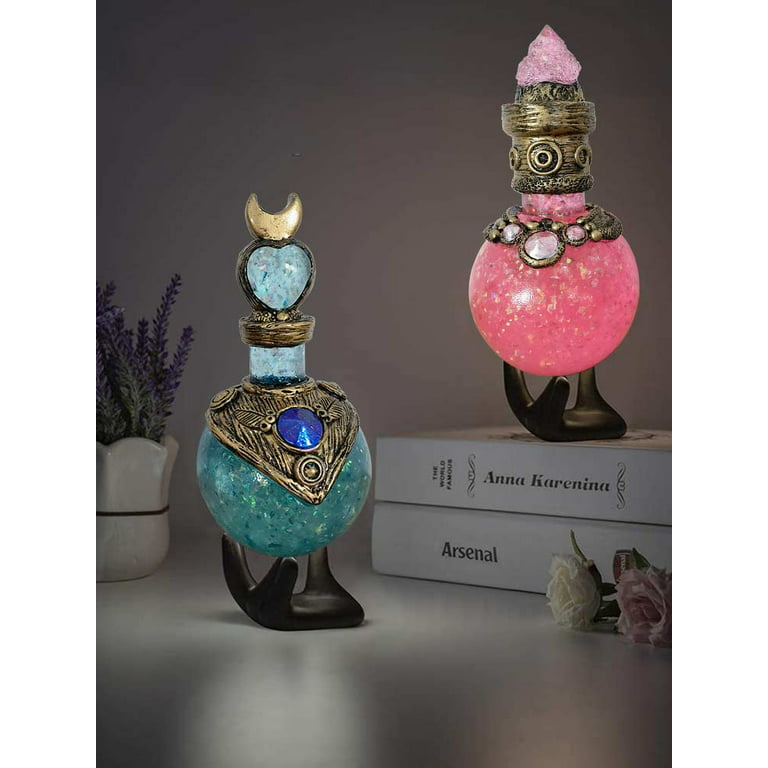 Mguotp Mermaid Aura Magic Potion Moon Magic Potion Decorative Bottle Resin  Decoration Handmade Crystal Gemstone Wishing Bottles Gifts for Her