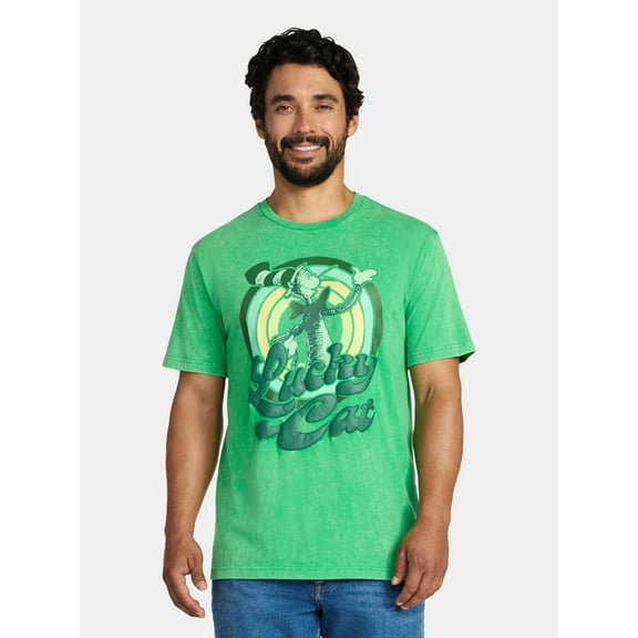 Cat in The Hat, Men's & Big Men's St. Patrick's Day Graphic Tee, Lucky Cat, Sizes XS-3XL