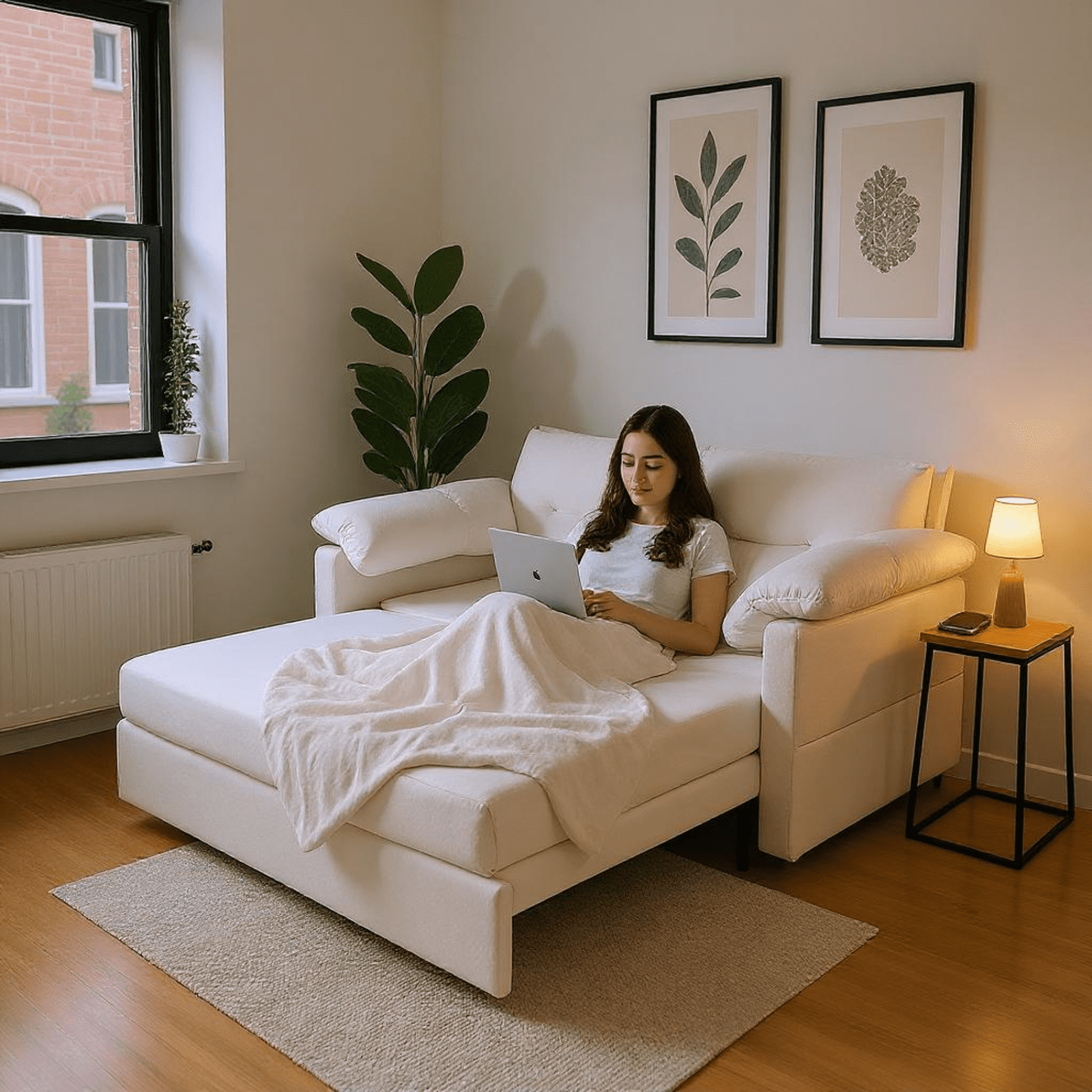 Homy Casa 3-in-1 Convertible Queen Sofa Bed with Storage, Pull Out Sleeper for Living Room & Apartment