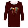 thumbnail image 4 of PEZHADA Blouses pour Femmes Manches 3/4 Mode Féminine Manches Trois-Quarts Col Rond Rétro Imprimé Hauts Amples Blouse Manches Trois-Quarts, 4 of 9