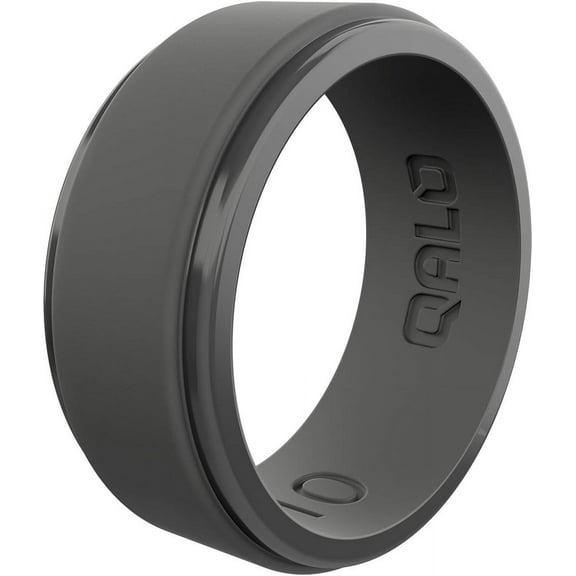 QALO Men's Rubber Silicone Ring, Polished Step Edge Rubber Wedding Band, Breathable, Durable Rubber Wedding Ring for Men, Multi Packs, Multi Colors
