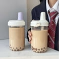 thumbnail image 4 of Portable Transparent Reusable Drinking Cup with Straw Large Capacity Leak Proof Iced Coffee Tea Tumbler for School Travel Outdoor Use, 4 of 5