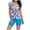Blue, variant on WXLWZYWL Ladies Fashion Multicolor Leaf Flower Print Short Sleeve Women Swimsuit Swimming Trunks Set