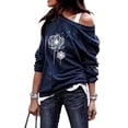 thumbnail image 1 of Uhndy Women's One Shoulder Long Sleeve Loose Casual Plain Sweatshirt-LQ, 1 of 2