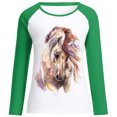 thumbnail image 4 of Moda mujer primavera otoño Color a juego impreso manga larga cuello redondo Casual camisetas Pompotops  gfhjh18574, 4 of 4
