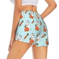 thumbnail image 3 of Xecao's Rabbit Is Eating Carrots for a double-layer running short for women, perfect for gym, tennis, and more, featuring a convenient pocket., 3 of 9