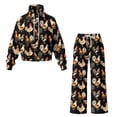 thumbnail image 4 of SCRAWLGOD Rooster Print Black Women 2 Piece Lounge Sets Turtleneck Pullover Sweatsuit Fall Outfits Matching Wide Leg Sweatpants Set Casual Tracksuit Cozy Trendy Clothes, XL, 4 of 7
