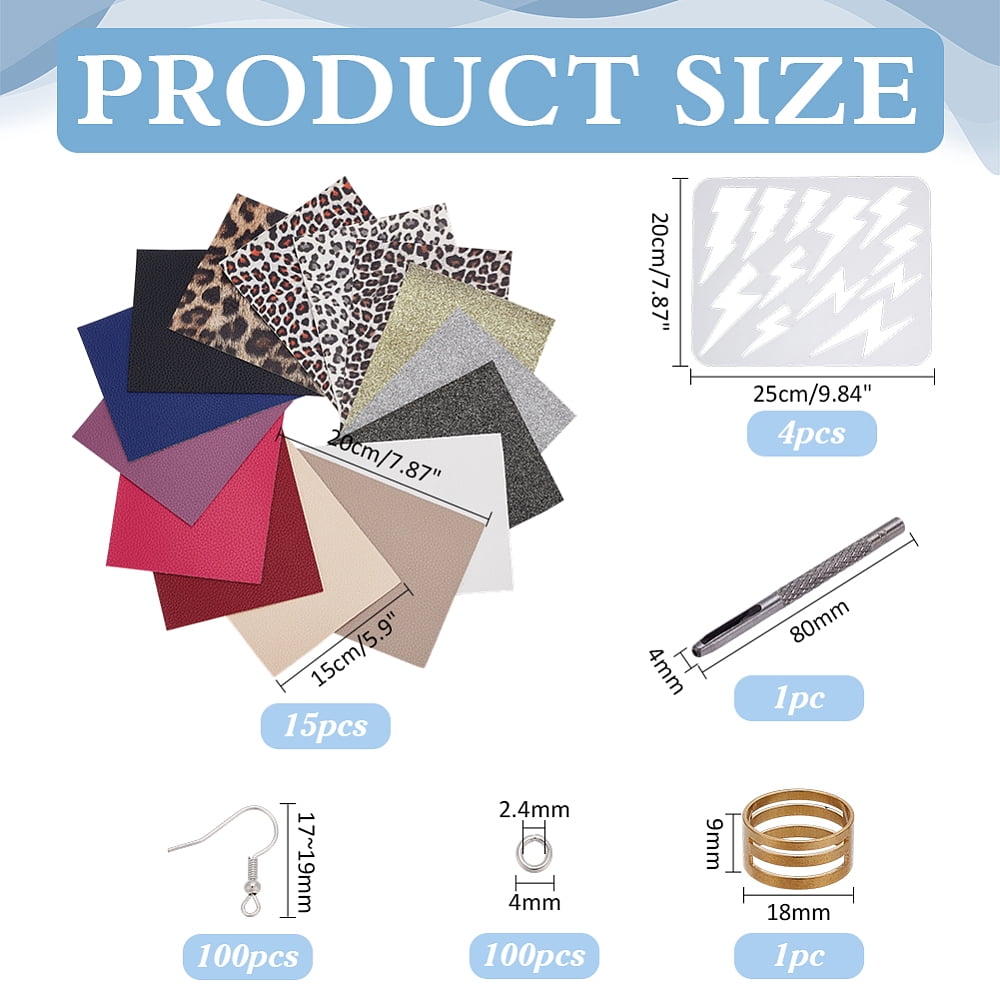 1 Set DIY PVC Leather Earring Making Kit Mixed Color 4~210x4~250x0.8~1mm