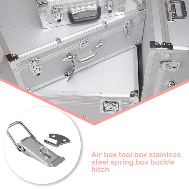 Maoww 2Pcs Cabinet Box Hook Lock Metal Safety Boxes Stainless Steel Spring Loaded Toggle Buckle Sliding Door Closet Hardware