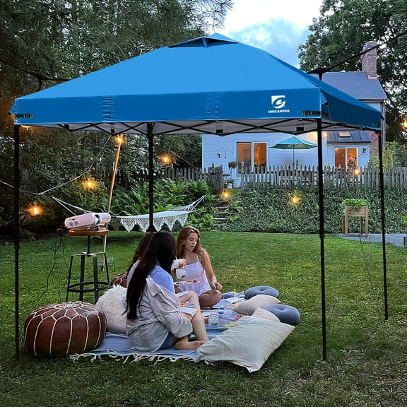 10x10 Pop Up Canopy Replacement Top Cover with Air Vent for Straight Leg Canopy Tent, Waterproof for Outdoor Garden Camping Sun Shade(Top Only) (Light Blue)