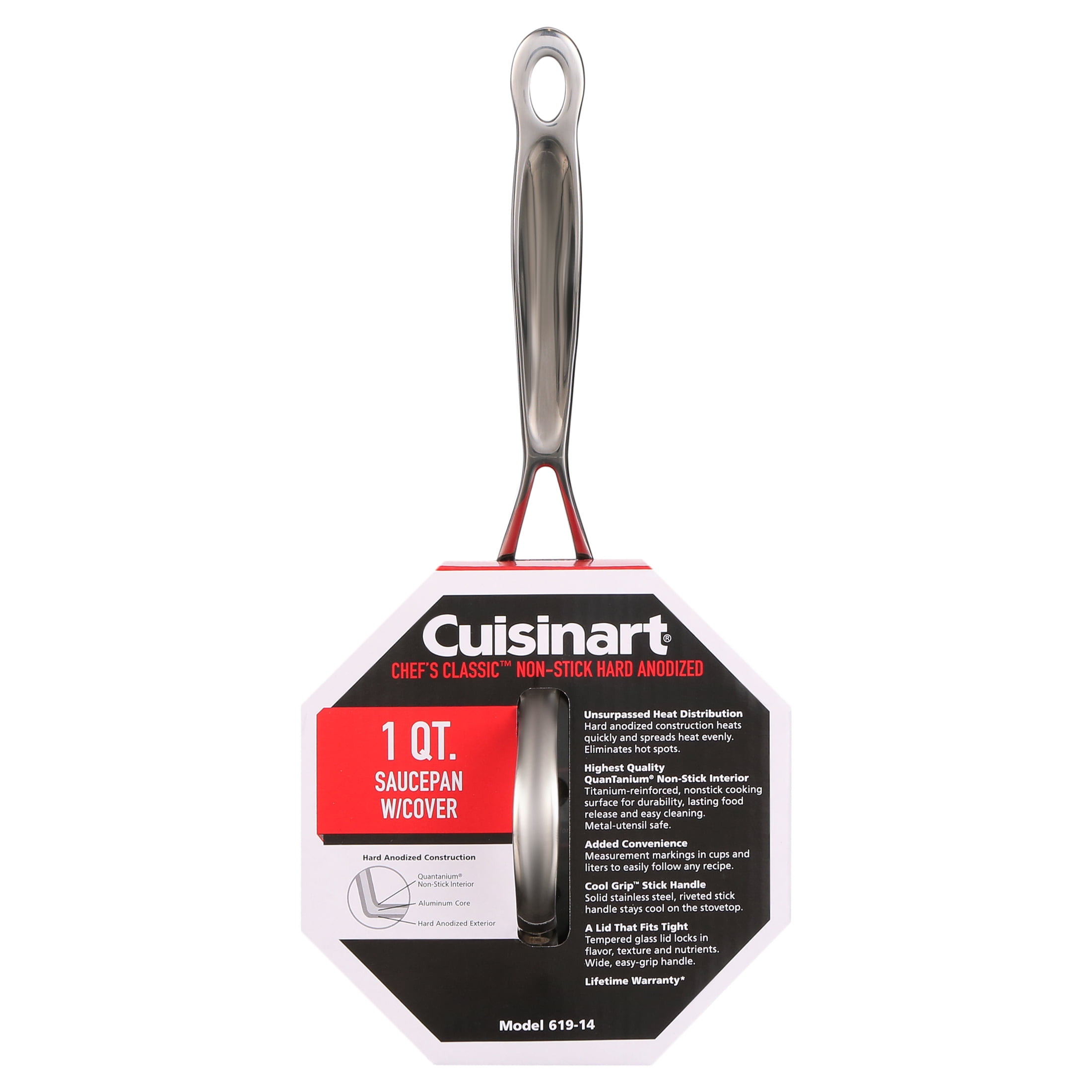 Cuisinart DS9219-14 Advantage Pro Dishwasher Safe Hard Anodized Saucepan with Cover - 1 qt
