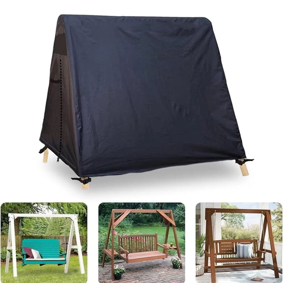 A Frame Outdoor Swing Cover, 420D Cover for Patio A Frame Swing Set & Porch Glider Hammock & Porch Swing Stand (Black, A-Frame 72 x 55 x 67inch)