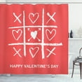 thumbnail image 1 of Love Shower Curtain, Happy Valentines Day Typography with Tic Tac Toe Game with Hearts Romance, Fabric Bathroom Set with Hooks, 69W X 75L Inches Long, Dark Peach and White, by Ambesonne, 1 of 3