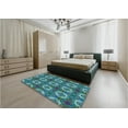 thumbnail image 5 of Ahgly Company Machine Washable Indoor Square Transitional Blue Jay Blue Area Rugs, 7' Square, 5 of 7