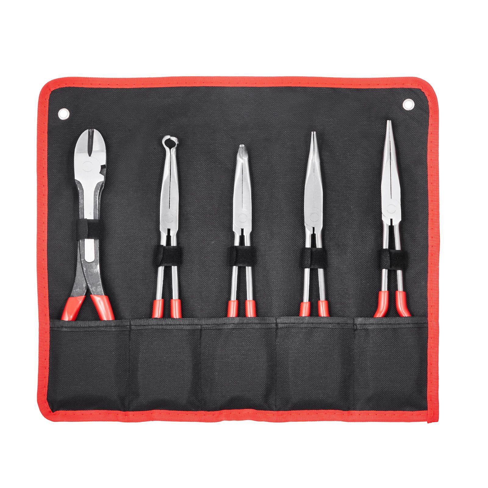 5 Pack 11 Inch Long Needle Nose Pliers Set with Storage Bag