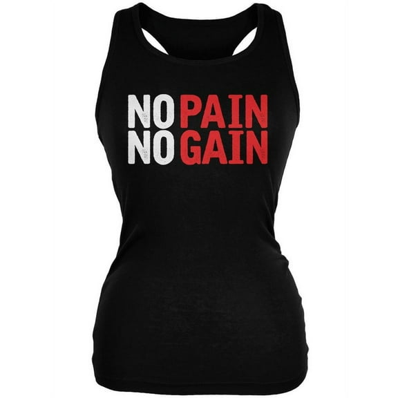 No Pain No Gain Black Juniors Soft Tank Top - Small