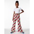 thumbnail image 4 of Girls Flared Wide Leg Pants, Digital Print Casual Bell Bottom Trousers, Slim Fit Kids Fashion Bottoms for Ages 4-13, Spring Summer Wear, 4 of 6