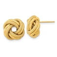 thumbnail image 4 of 14K Yellow Gold Polished Textured Double Love Knot Post Earrings, 4 of 5