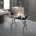 thumbnail image 1 of Pefilos 32" Foldable Pet Grooming Table for Dogs with Mesh Tray and Adjustable Arm Silver Base with Black Table, M, 1 of 14