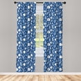 thumbnail image 2 of Ambesonne Botanical 4-Panel Curtains, Floral Forest Leaves Art, 56"x63", Cobalt Blue and White, 2 of 4