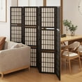 thumbnail image 6 of Room Divider with Shelves, 66.9-Inch Tall Japanese Shoji Style Wood Screen with Double Hinges for Home Office Decoration (6 Panels, Black), 6 of 14