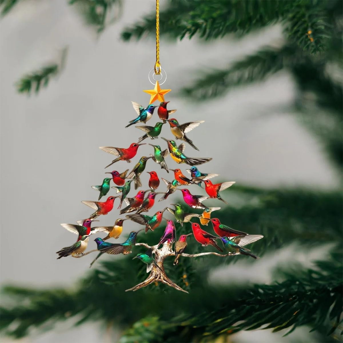 4 Décorations De Noël En Forme De Colibris En Acrylique Coloré - Ornements Pour Sapin, Décoration Intérieure Hivernale - Cadeau Pour Amoureux Des Oiseaux - 11