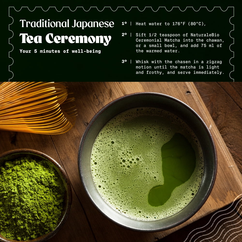 NaturaleBio Matcha Green Tea Powder Ceremonial Grade Organic 3.5 oz