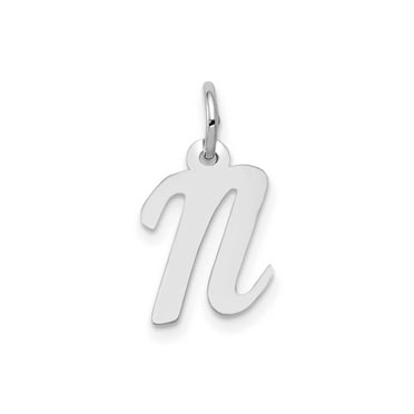FJC Finejewelers 14 kt White Gold Small Script Letter N Initial Charm