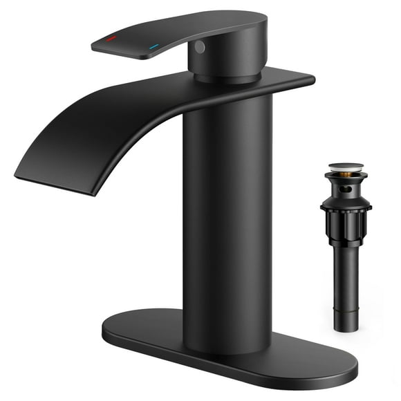 FORIOUS Bathroom Faucet, Single Handle Black Bathroom Faucet, Bathroom Sink Faucet Stainless Steel Single Hole Lavatory Faucet, Bathroom Vanity Faucet