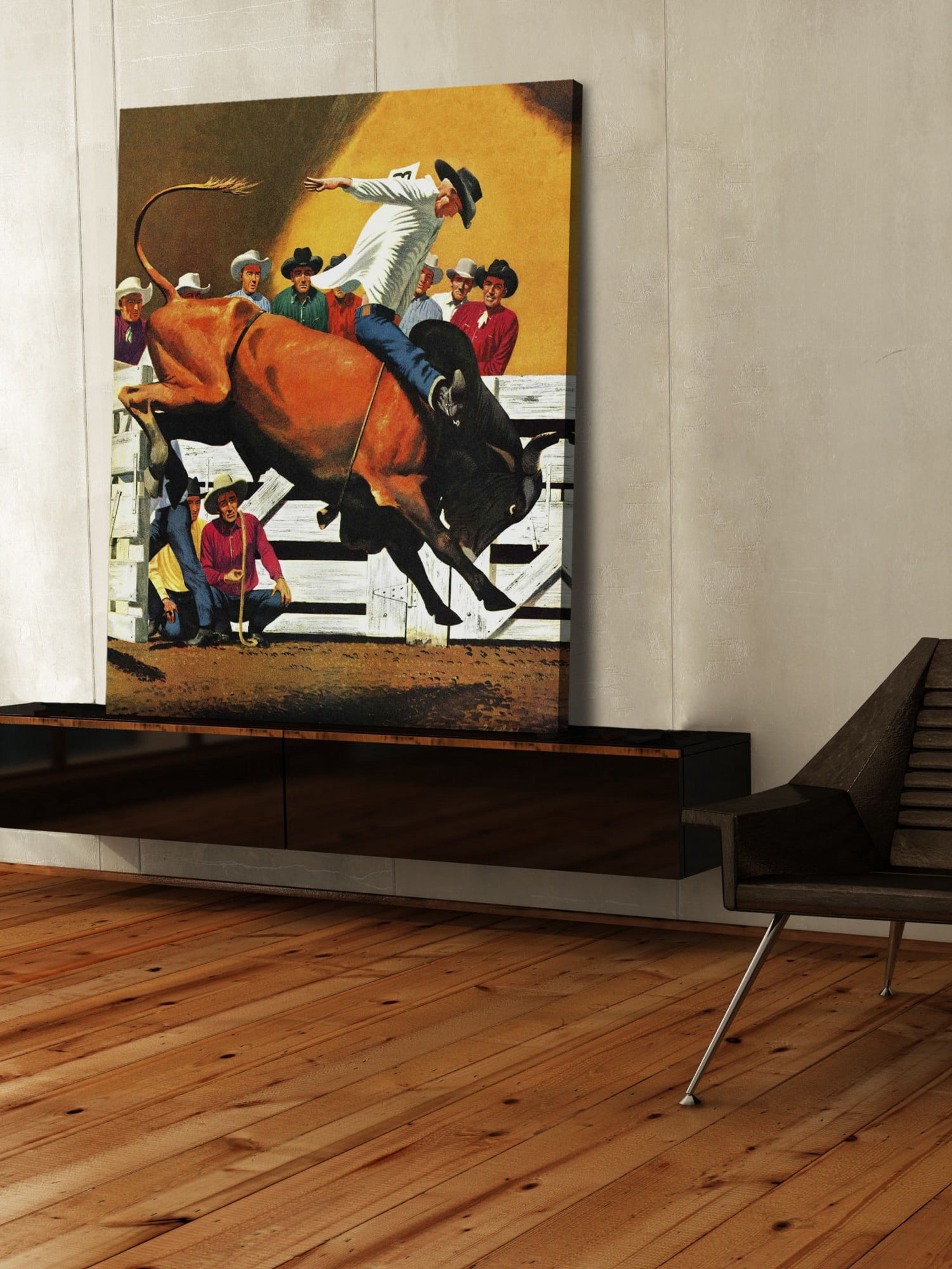 Marmont Hill Bull Riding by Fred Ludekens Painting Print on Canvas