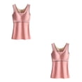 thumbnail image 4 of Qarigey Ropa interior térmica de invierno para niña, camiseta de mantenimiento del calor, chaleco de fibra acrílica adelgazante informal, Rosa 2XL 2piezas, 4 of 6