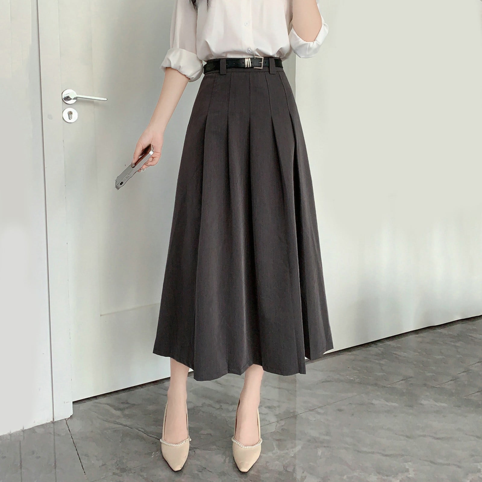 High waisted pleated skirt jumpsuit sale