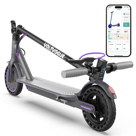 VOLTVOGUE VT-5 Adult Folding Electric Scooter, 350W Motor Up to 19MPH, 15 Miles Range, 8.5'' Solid Tire, APP-Controlled, Lightweight Portable Commuter E Scooter for Adults