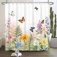 thumbnail image 2 of Spring Butterfly Wildflower Shower Curtain,72x72 Inch,Waterproof Polyester Bathroom Curtain With Hooks, 2 of 5