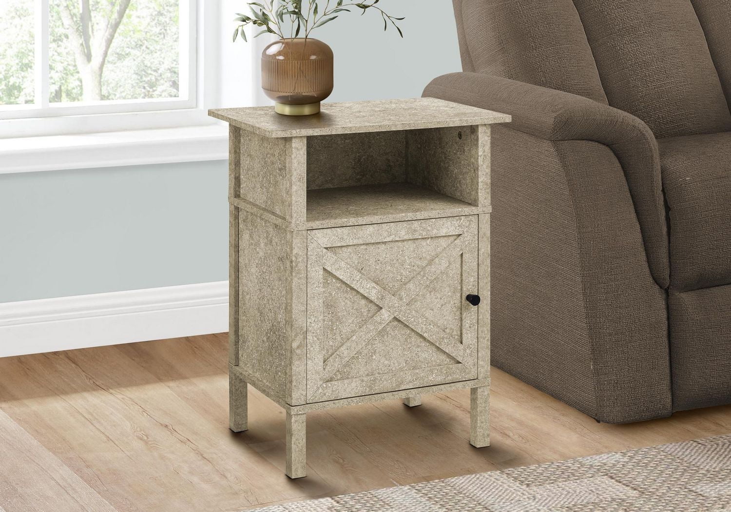 Monarch Specialties Accent Table, Side Table, End, Living Room, Small, Storage, Dark Bronze Laminate, Transitional