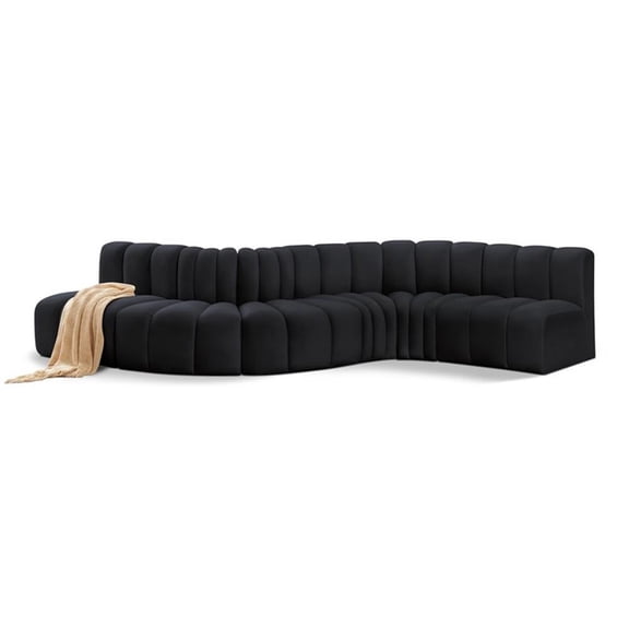 Meridian Furniture Arc Black Velvet Modular Sectional