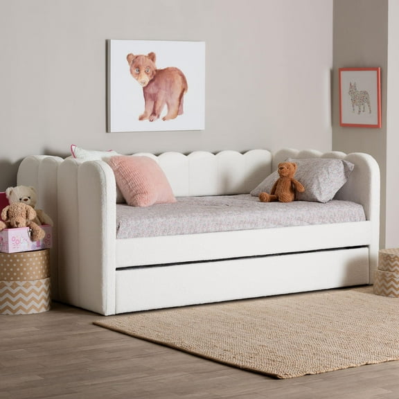 Baxton Studio Palmer Modern Daybed with Trundle, Twin, Cream