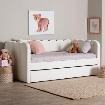 Baxton Studio Palmer Modern Daybed with Trundle, Twin, Cream