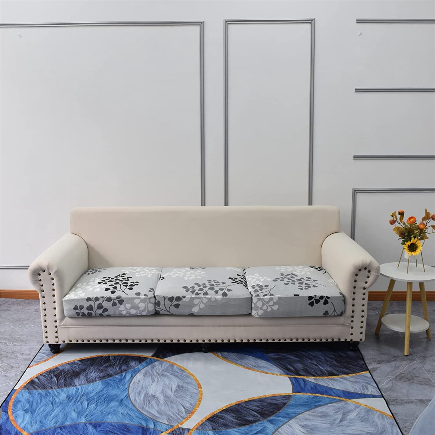 CHUNTIAN 2 Piece Chair Covers Printed Sofa Covers Couch Covers Washable Armchair Sofa Couch Slipcover Furniture Protector with Elastic Bottom for Living Room (Armchair, 20), Small