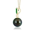 thumbnail image 2 of ANGARA Tahitian Cultured Pearl & Pear Emerald Drop Pendant in 14K Yellow Gold for Women | June Birthstone, Birthday, Anniversary, Jewelry Gift for Women | Pearl Necklace, 2 of 8