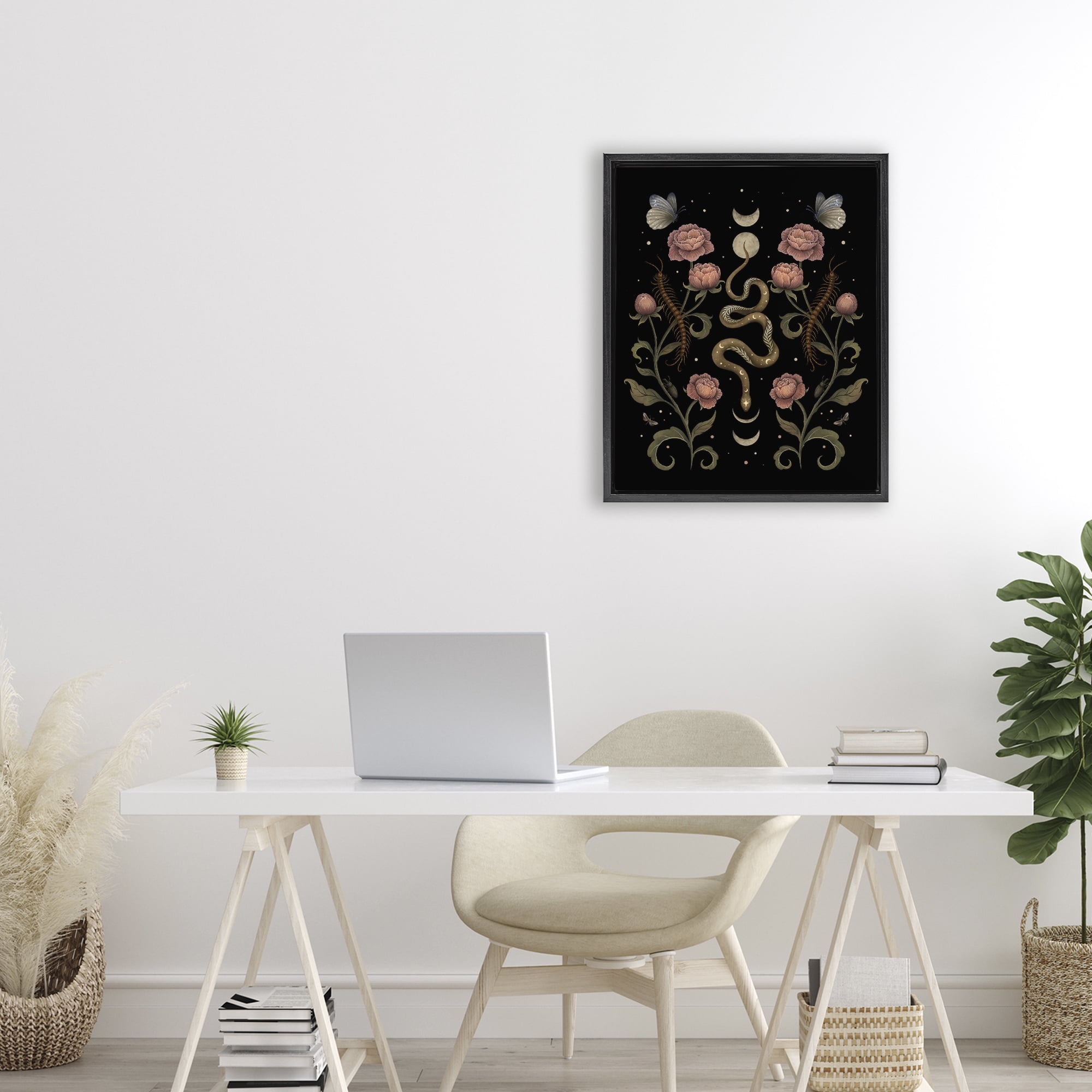 Stupell Industries Serpentine Garden Symmetry Black Framed Floater Canvas Wall Art, design by Episodic Drawings