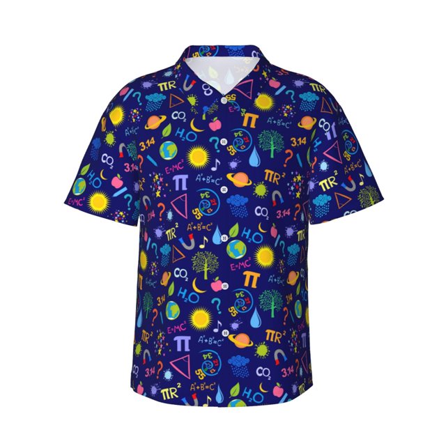 Fotbe Mathematics And Chemistry Camisa Hawaiana para Hombre Unisex – Camisa Casual de Verano con Botones de Manga Corta de Algodón y Lino,XX-Large