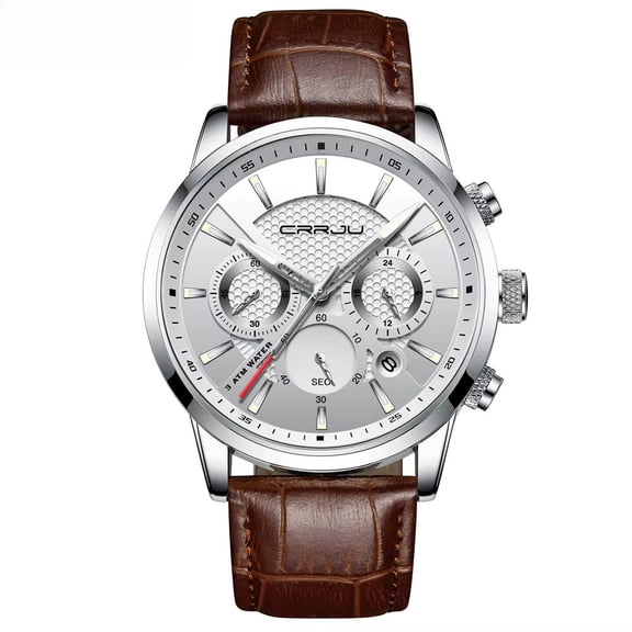 Men's Watch Quartz Watch Chronograph Watch Leather Strap Watch Business Dress Watch Waterproof Wristwatch with Luminous Hands Classic Analog Watch Professional Style Casual Fashion Watch Gift for Men