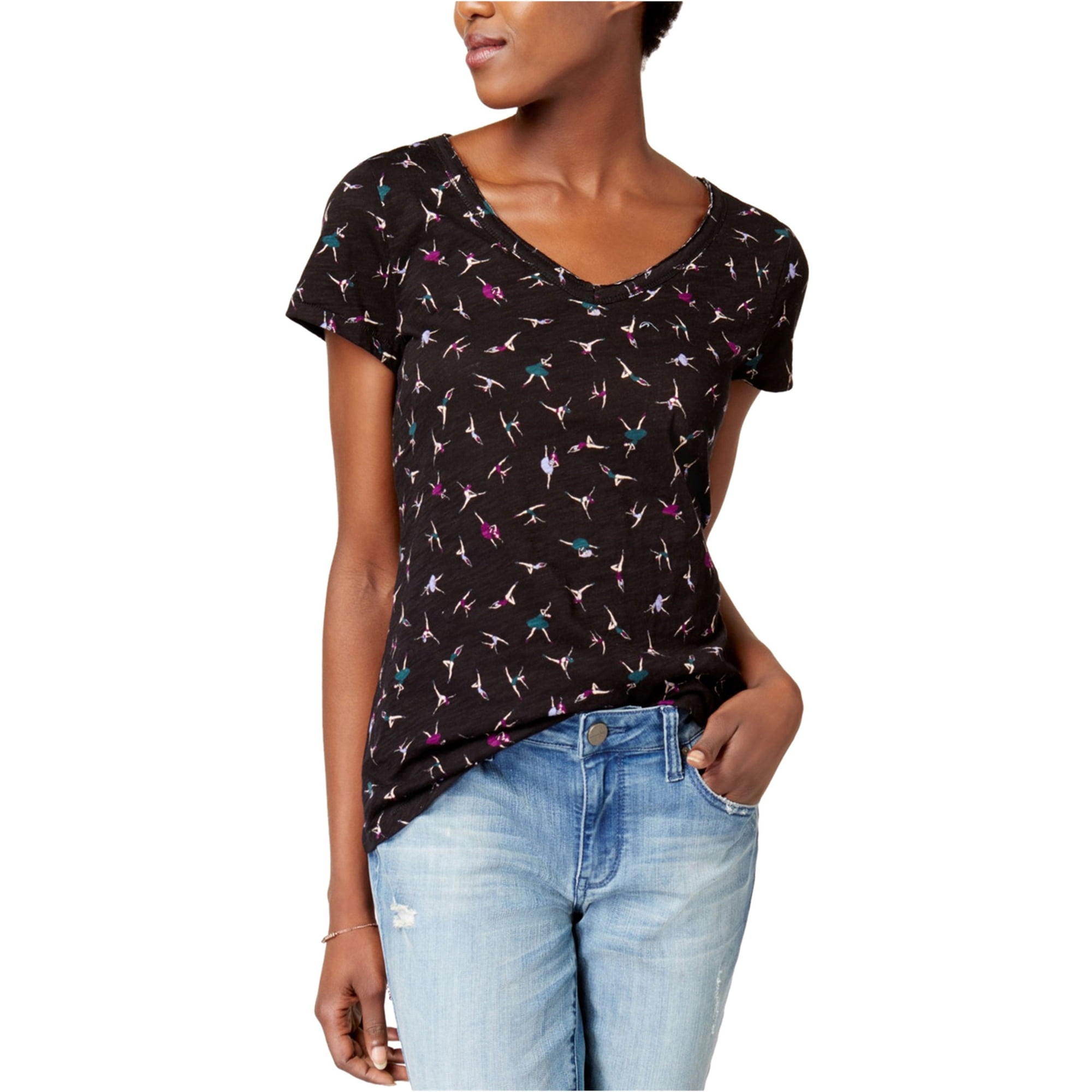 Maison Jules maison Jules Womens Dancer Basic TShirt, Black, Small