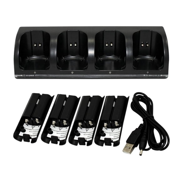 Accesorio de alto rendimiento de 4 puertos Gamepad profesional Accesorios de juego Carga Negro